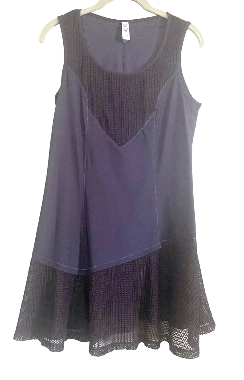 DECA PARIS Purple Tunic Dress “Grain” Textured Mesh Asymmetric S T 1 France NWT